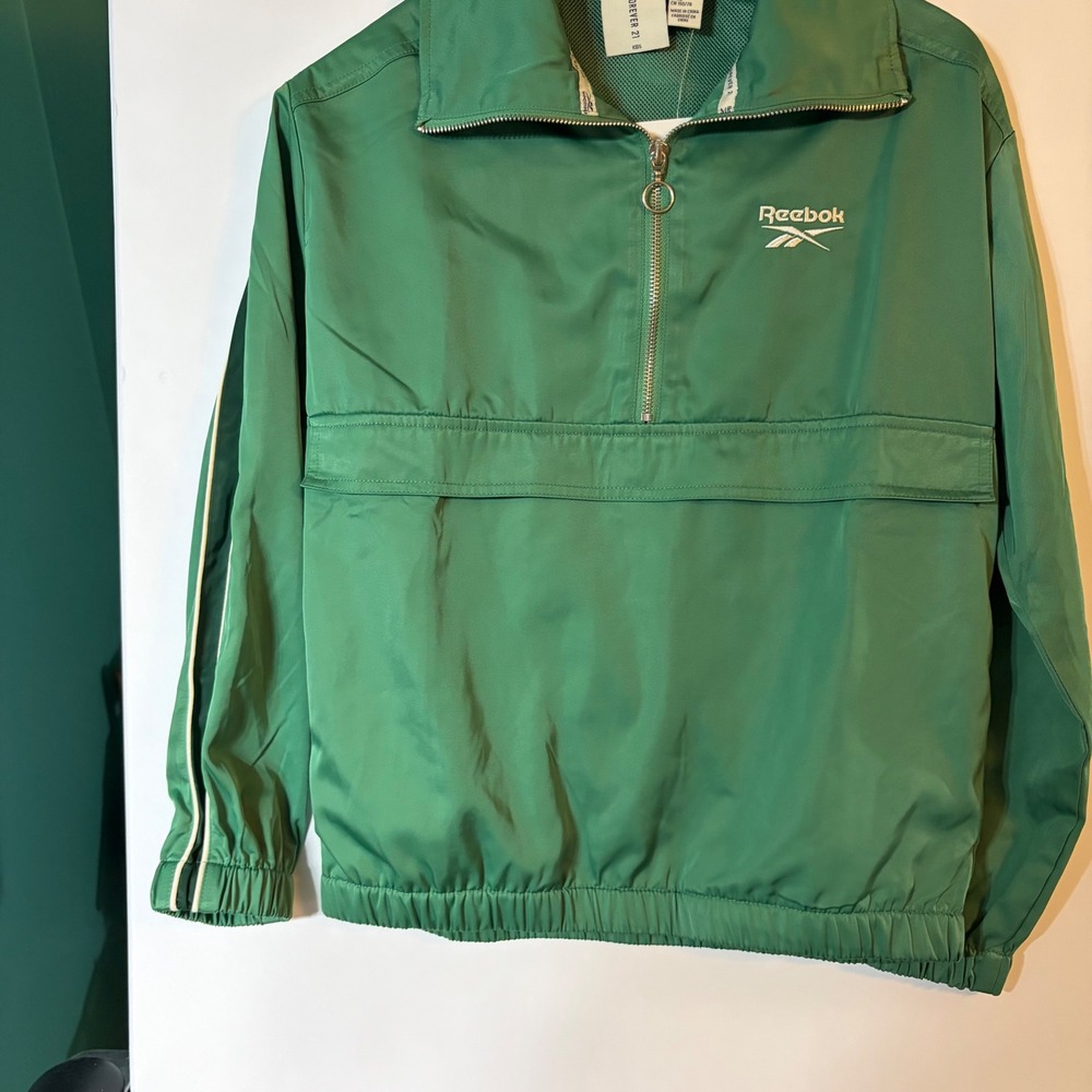 Reebok x Forever 21 Kids Green Quarter Zip Windbreaker Jacket Size 13/14 NWT